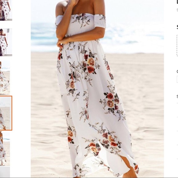 Available Chiffon Maxi Lining Floral Beach Dress - Picture 4 of 7